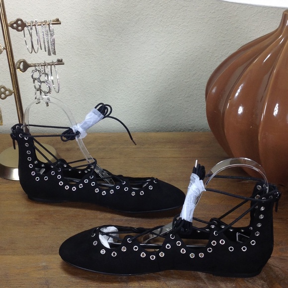 NWOT Dolce Vita Black Textile Lace Up Ball… - Picture 5 of 7